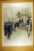 Original Old Antique Print 1898 Queen Cimiez Afternoon-Drive Procession Cleaver