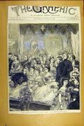 Original Old Antique Print 1871 Royal Visit Dubiln Lady Mayoress Ball Sketch