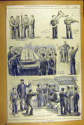 Old Antique Print 1880 Training-Ship Life On-Board Sketches Sailors Naval 19th