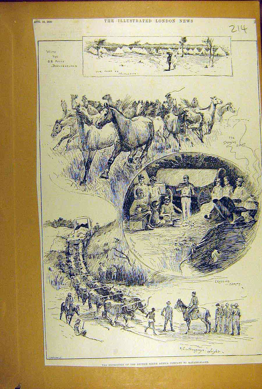 Old Antique Print 1890 Expedtition British South Africa Co. Matebeleland 19th