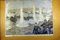 Original Old Antique Print 1886 Whale Island Torpedo Practice Gun-Cotton Mines