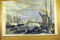 Old Antique Print 1856 Grand Naval Review Gun-Boat Attack Southsea Castle 19th