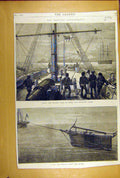 Original Old Antique Print 1871 Sea Torpedo Experiments Naval Navy Victorian