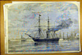 Original Old Antique Print 1858 Cherbourg Fetes Pera House Commons Members Ship