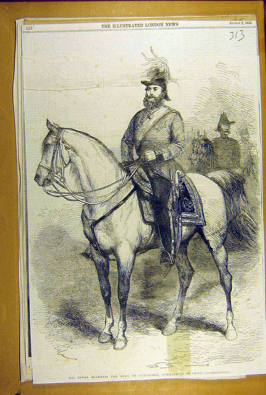 Old Antique Print 1856 Duke Cammbridge Royal Highness Cammanding-In-Chief 19th