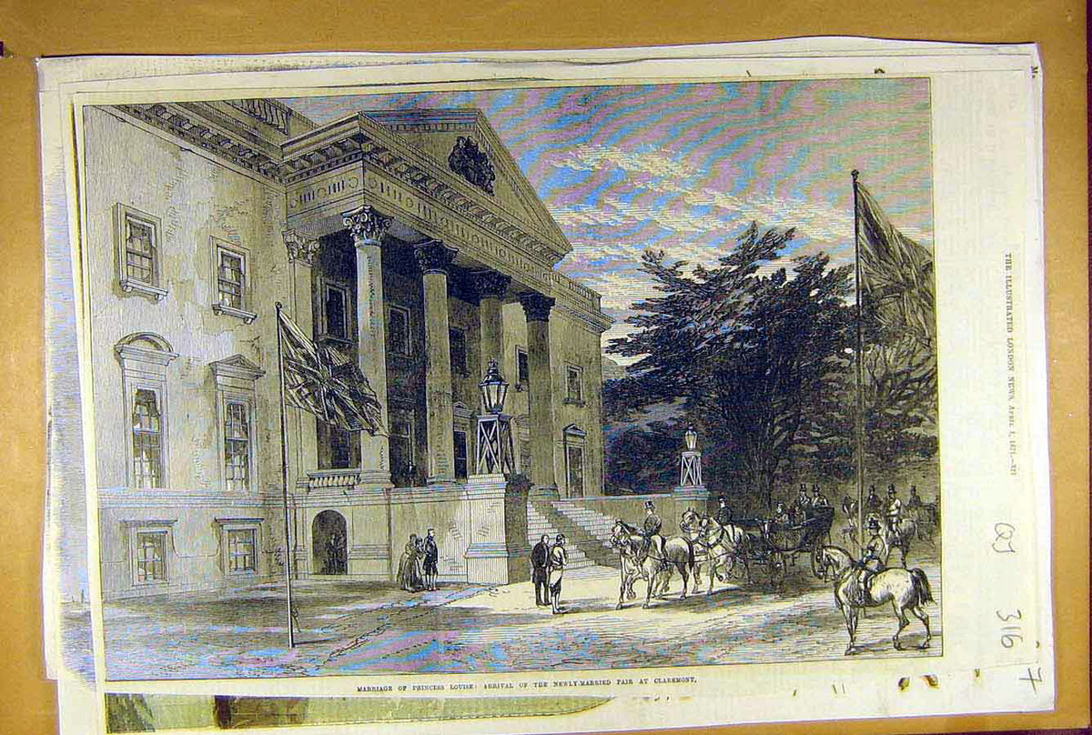 Old Antique Print 1871 Marriage Princess Louise Claremont Social History 19th