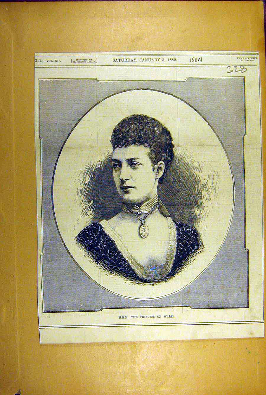 Original Old Antique Print 1880 Royal Portrait Princess Wales Social History