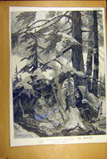 Original Old Antique Print 1887 Christmas New-World Woodville Social History