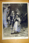 Original Old Antique Print 1887 -World Christmas Knowles Children 19th