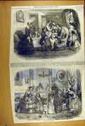 Original Old Antique Print 1855 Paris New-Year Gifts Family Social History 19th