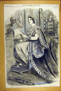 Original Old Antique Print 1859 Parliament Opening Queen Royal Speech Victorian