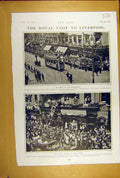 Original Old Antique Print 1904 King Liverpool Procession B-Street Royal Visit