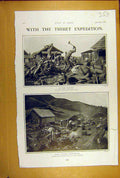 Old Antique Print 1904 Thibet Expedition Fort Gnatong Officers Cook-House 20th