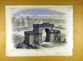 Original Old Antique Print 1859 Bailey Guard Gate Ruins Building 19th