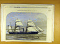 Original Old Antique Print 1873 Hm Twin Screw Sailing Gun-Boat Rifleman 19th