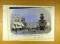Original Old Antique Print 1859 Channel Fleet Portland Roads Royle Sketch 19th
