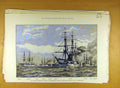 Old Antique Print 1890 Brisith Squadron Mozambique Fremantle Ships Fleet 19th