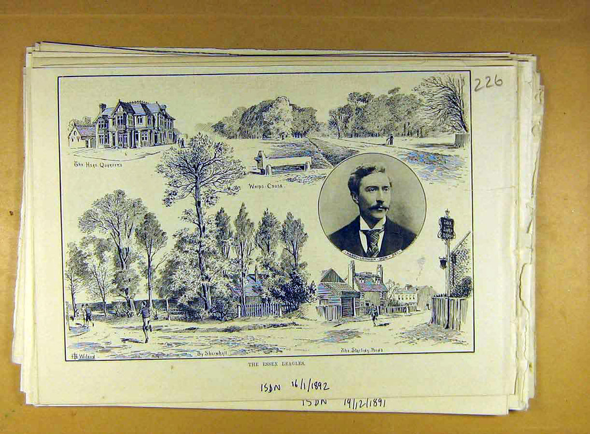 Original Old Antique Print 1892 Essex Beagles Harry-Looman Shernhall Victorian