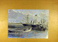 Original Old Antique Print Ships Naval Boats Review China India Fleet Flotilla