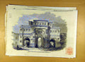 Original Old Antique Print Gateway Palace Square Kolapoor India Building
