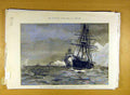 Original Old Antique Print 1890 Naval Manoeuvres Tyron Squadron Target Practice