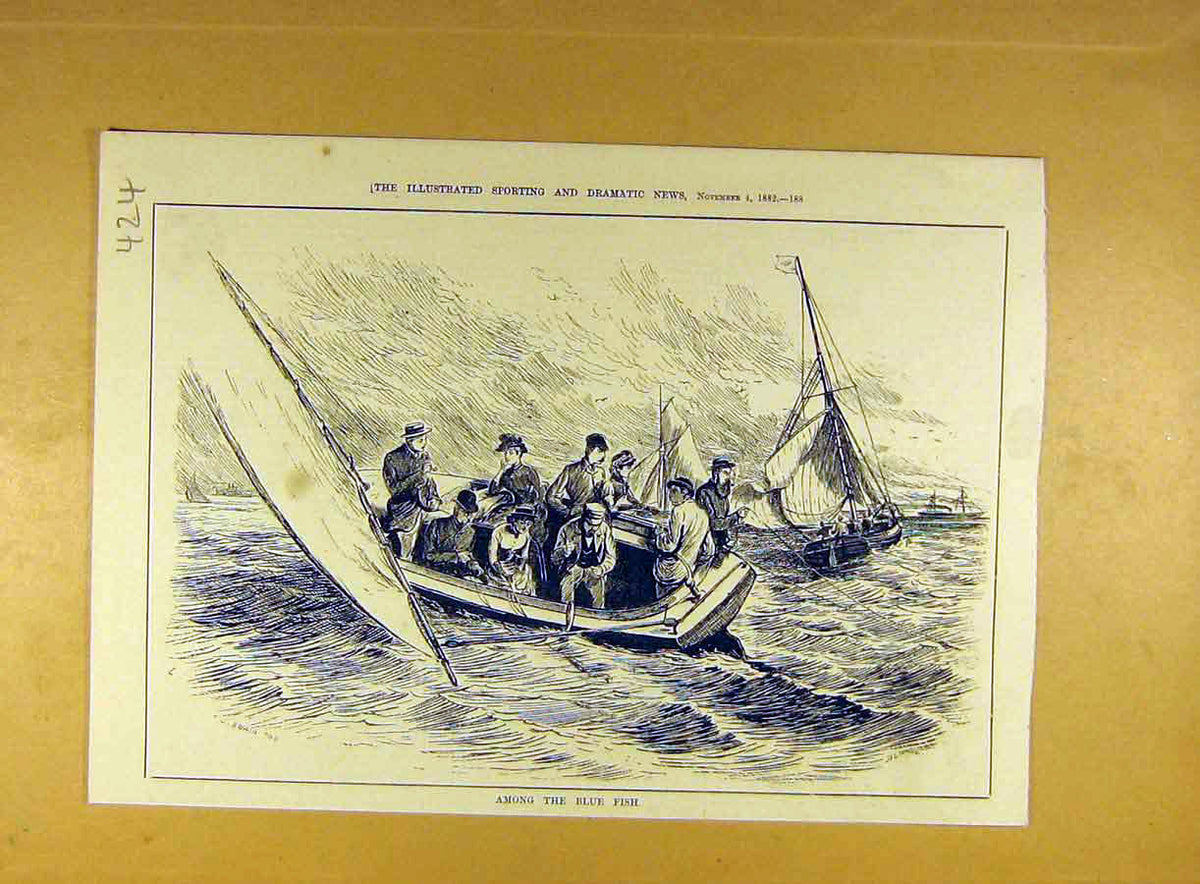 Original Old Antique Print 1891 Regattta Mediterranean Fleet Boat-Race Ships