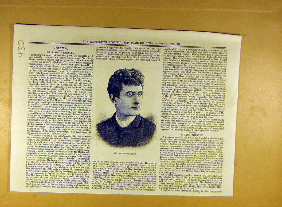 Original Old Antique Print 1886 Victor-Stevens Portrait 19th Century