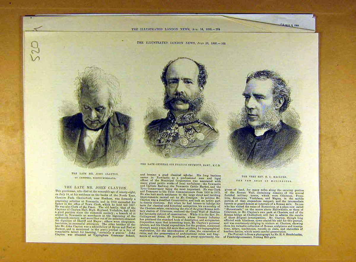 Original Old Antique Print 1890 Portrait Clayton Seymour General Maclure Dean