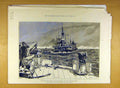 Original Old Antique Print 1888 Naval Manoeuvres Longship Flag-Ship Navy 19th
