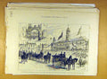 Original Old Antique Print 1882 Prince Princess Wales Leicester Market Place