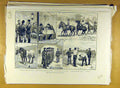 Old Antique Print 1890 Autumn Cavalry Manoeuvres Military Infantry Horse 19th