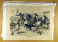 Original Old Antique Print 1880 Nubian Games Sport Battle Fighting Victorian