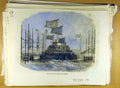 Original Old Antique Print 1871 Launch Hms Cyclops Blackwall Naval Ship 19th