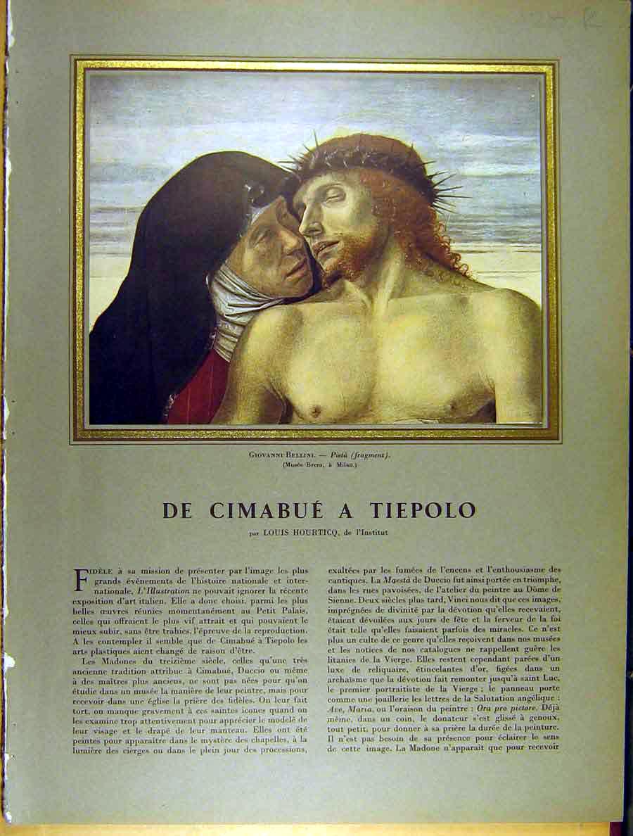 Original Old Antique Print Pieta Christ Bellini Donatello Jean-Baptiste Marble