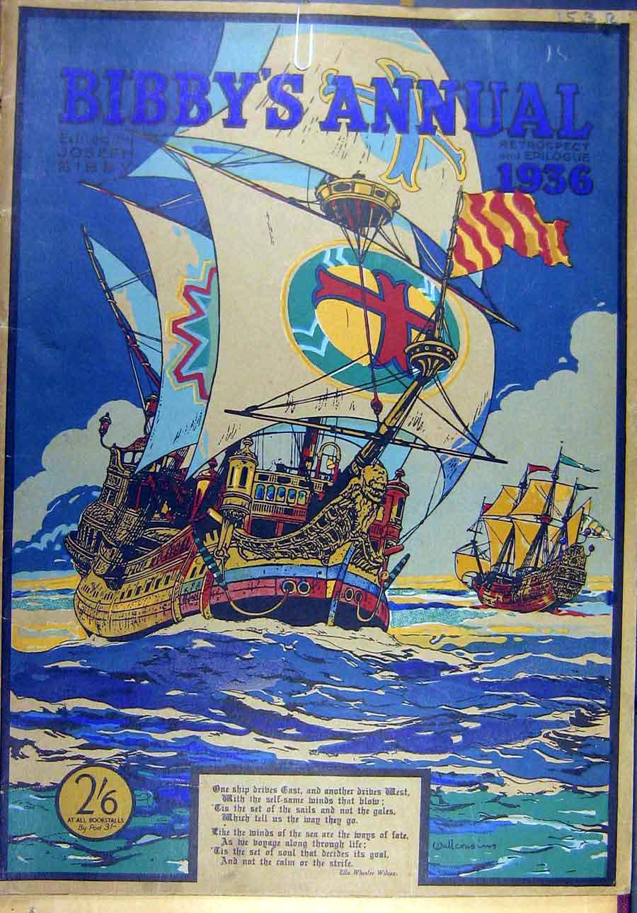 Original Old Vintage Print 1936 Wallcousins Sailing-Ships Lowell Truth Justice