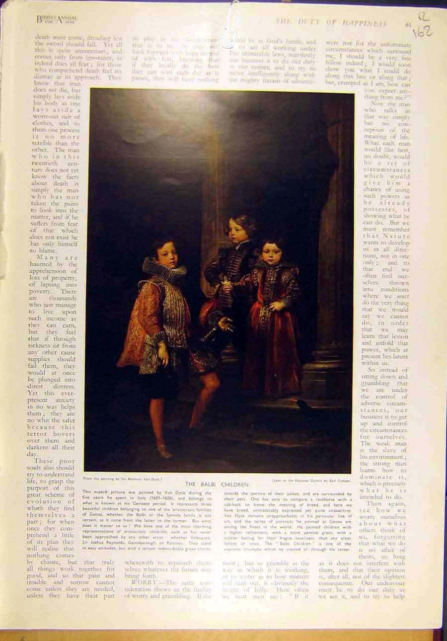 Original Old Vintage Print 1936 Van-Dyck Balbi Children Hornel Spring-Roundelay