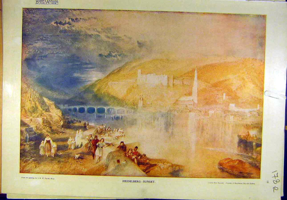 Old Vintage Print 1918 Turner Heidleberg-Sunset Leighton Perseus Andromed 20th