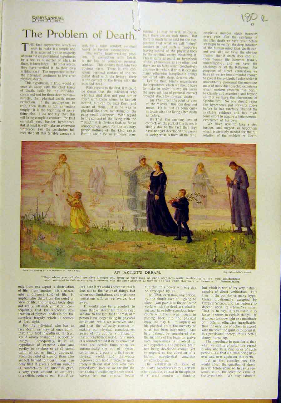 Old Vintage Print 1918 St. John-George Artist'S Dream Pyne Florence Art 20th