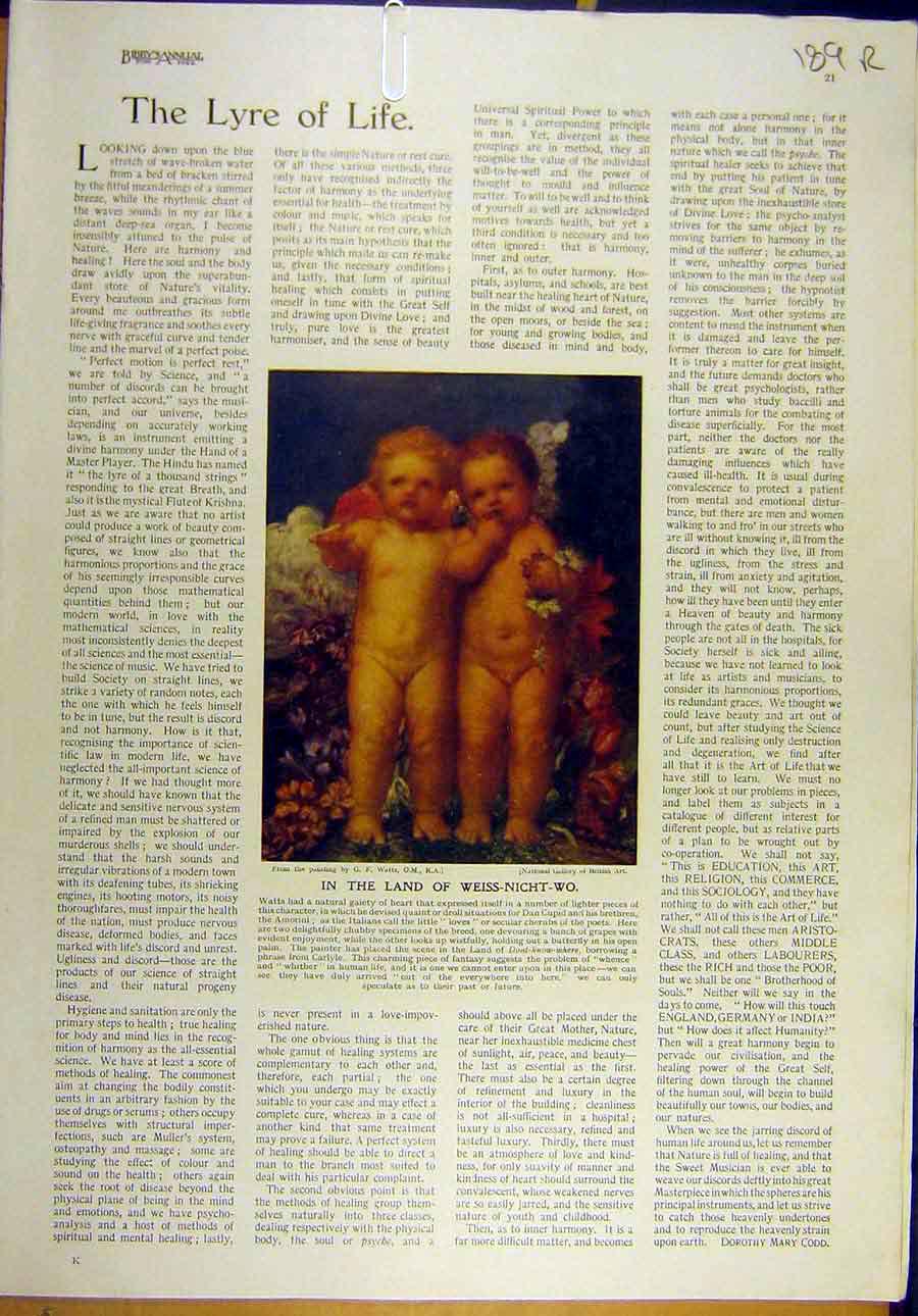 Old Vintage Print 1922 Watts Weiss-Night-Wo Babies Child Brock Portrait 20th