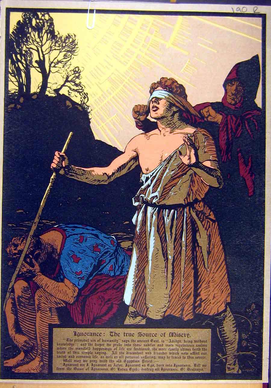Old Vintage Print 1922 Ignorance Cooley Misery Athlete Torch Greek Sport 20th