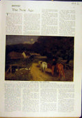 Old Vintage Print 1920 Stott Eventide Cows Farm Hughes Stars Sleep Baby 20th