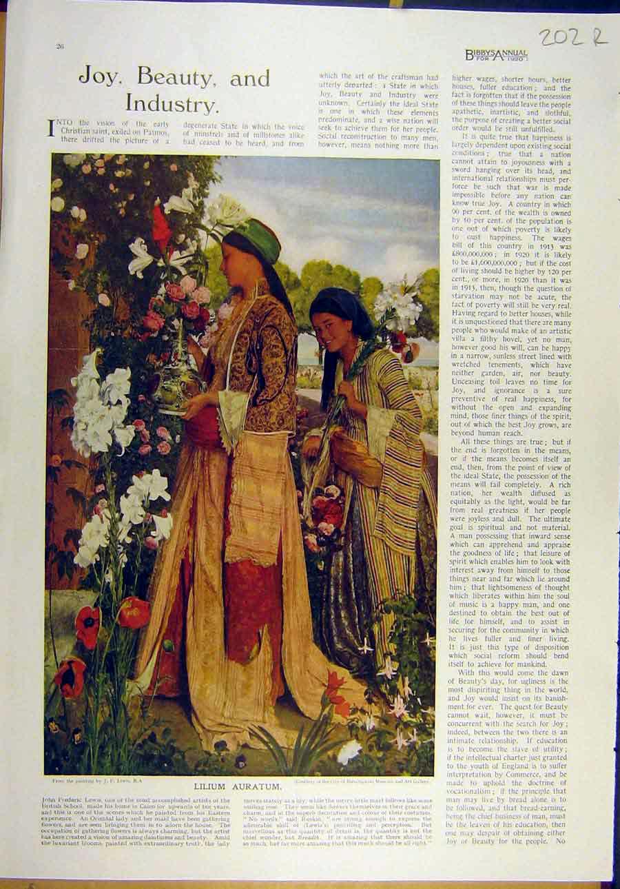 Original Old Vintage Print 1920 Kewis Lilium Auratum Moore Sapphires Fine Art