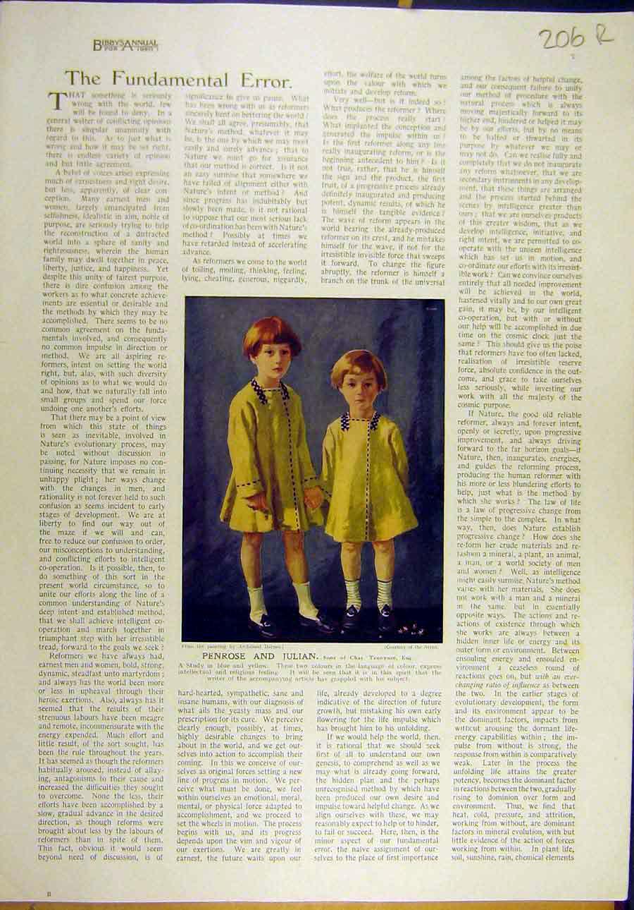 Old Vintage Print 1920 Barnes Penrose-Julian Tennyson Wainwright Parable 20th