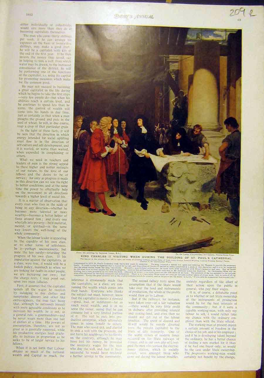 Original Old Antique Print 1912 Lucas King-Charles Wren Roberts Clonmel Art