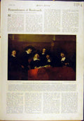 Original Old Antique Print 1911 Rembrandt Clothmakers Amsterdam Self-Portrait