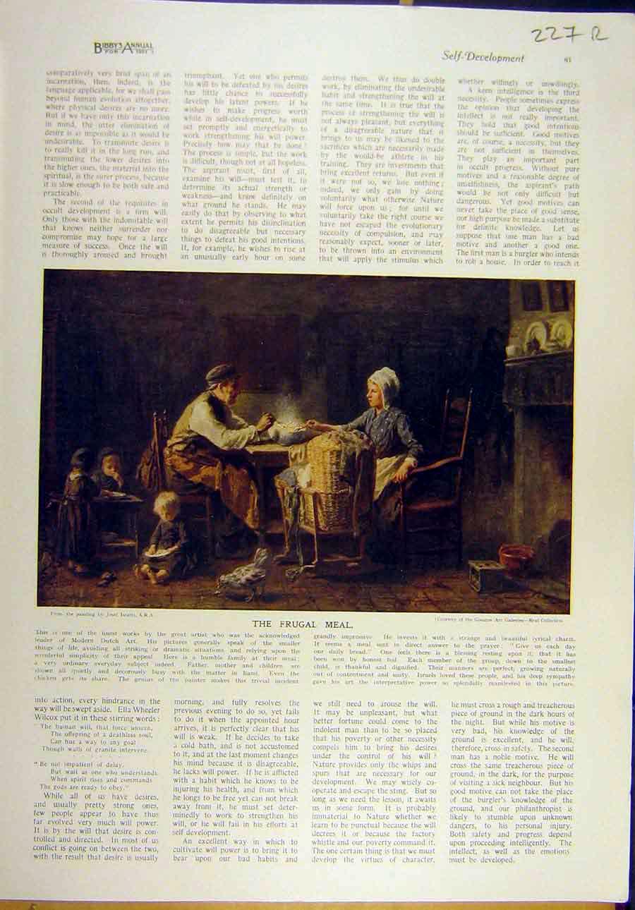 Original Old Vintage Print 1921 Frugal Meal Isreal Fine Art Spring Roundelay