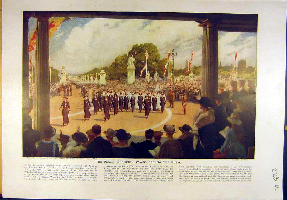 Old Vintage Print 1921 Peace Procession Harcourt Moore Reading-Aloud Art 20th