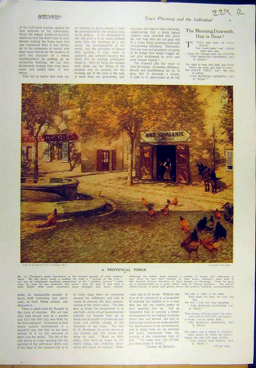 Old Vintage Print 1921 Provencal Forge France Thangue Virgins Foolish Art 20th