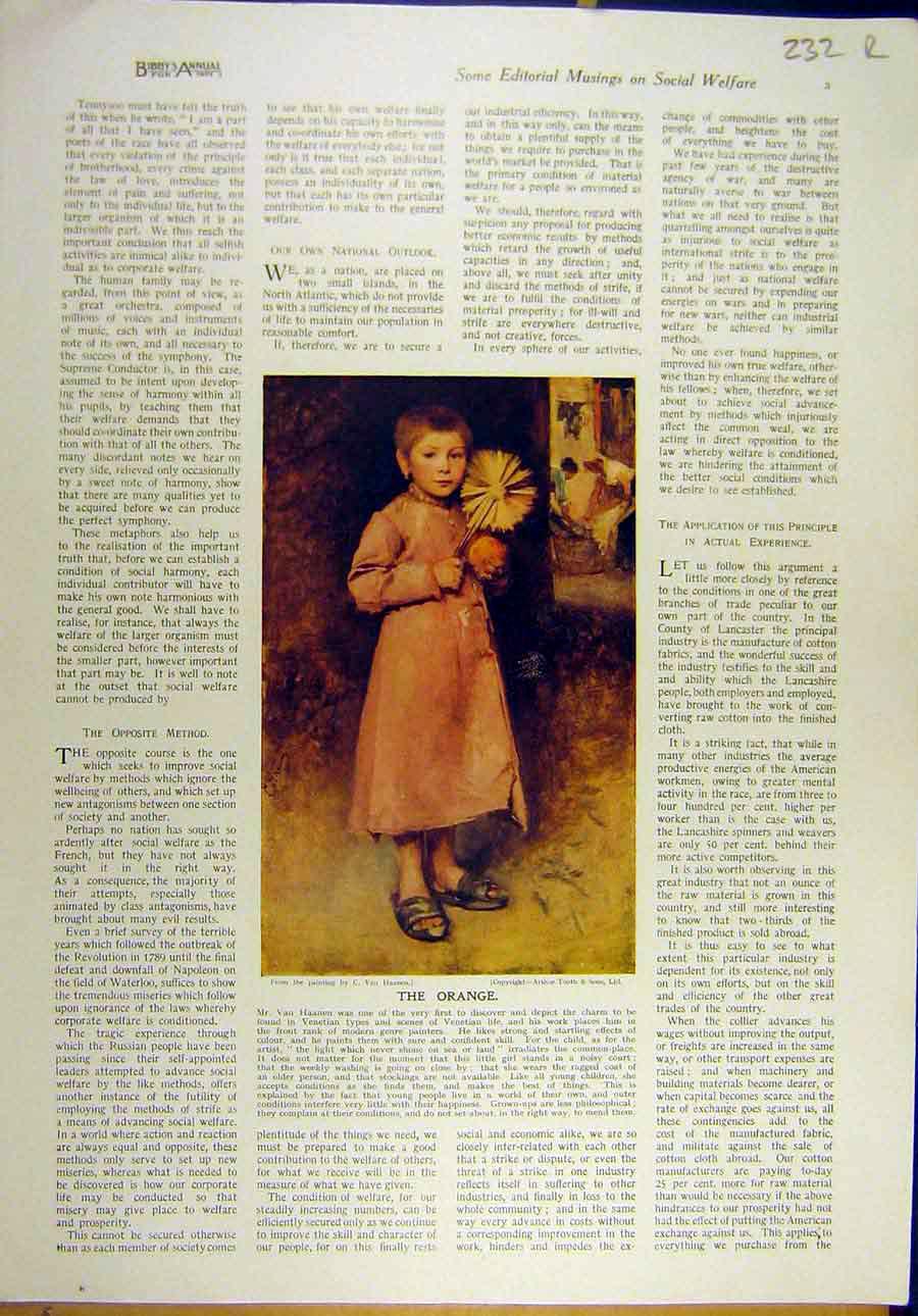 Old Vintage Print 1921 The-Orange Van-Haanen Bread-Winners Mcgregor Art 20th