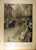 Original Old Antique Print Bishop Chichester Mary-I Coronation Gloves Elizabeth